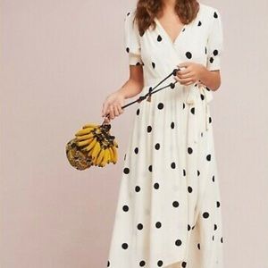 Maeve polka dot midi dress